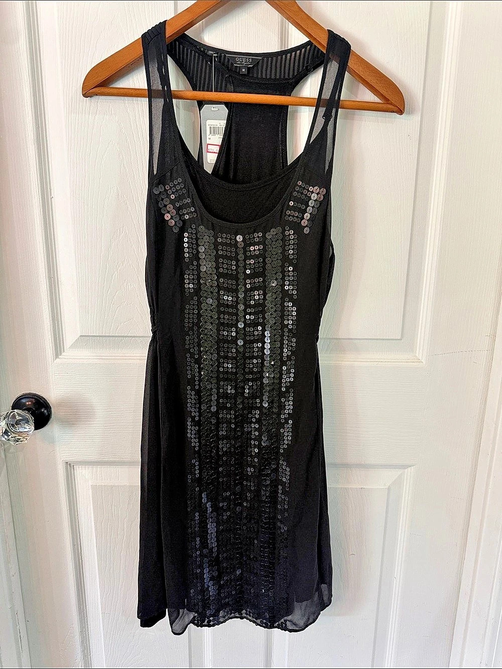 GUESS Black Sequin Midi Dress Size Medium NWT